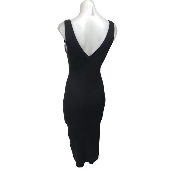 House of Harlow 1960 Black Sleeveless Ribbed Knit Sculpt Midi Bodycon Dress S - Picture 3 of 6